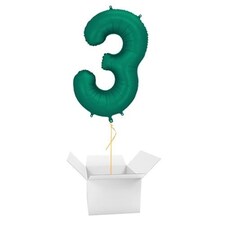 Bottle Green Number 3 Helium Foil Giant Balloon - Inflated Balloon in a Box Green