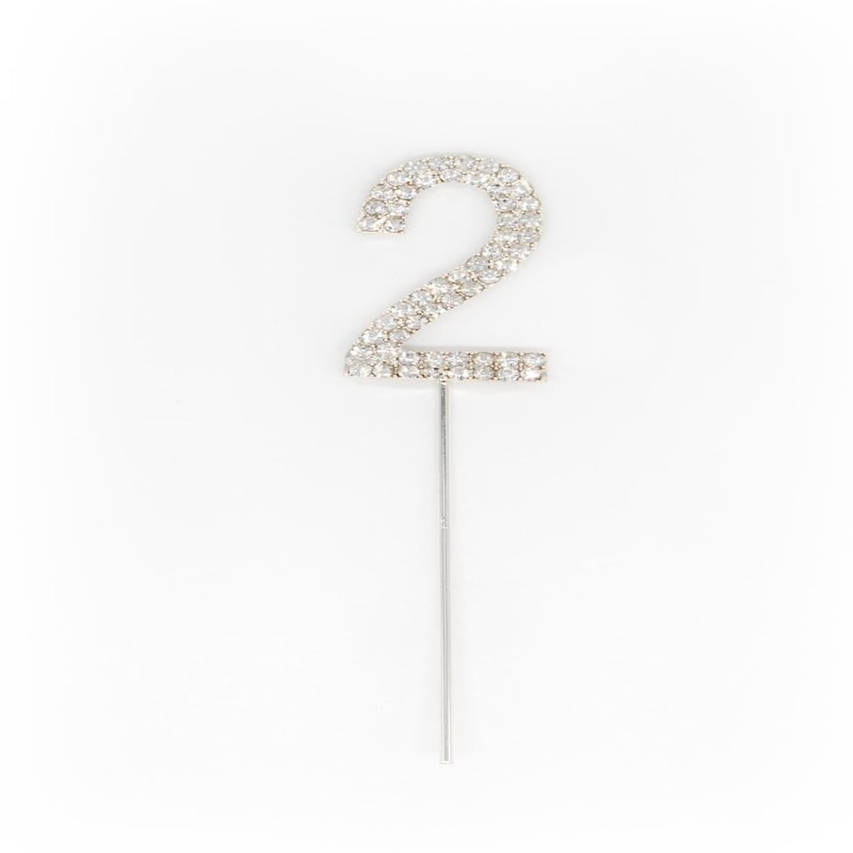image 1 of Cake Topper Number 25 - Silver Diamond Silver