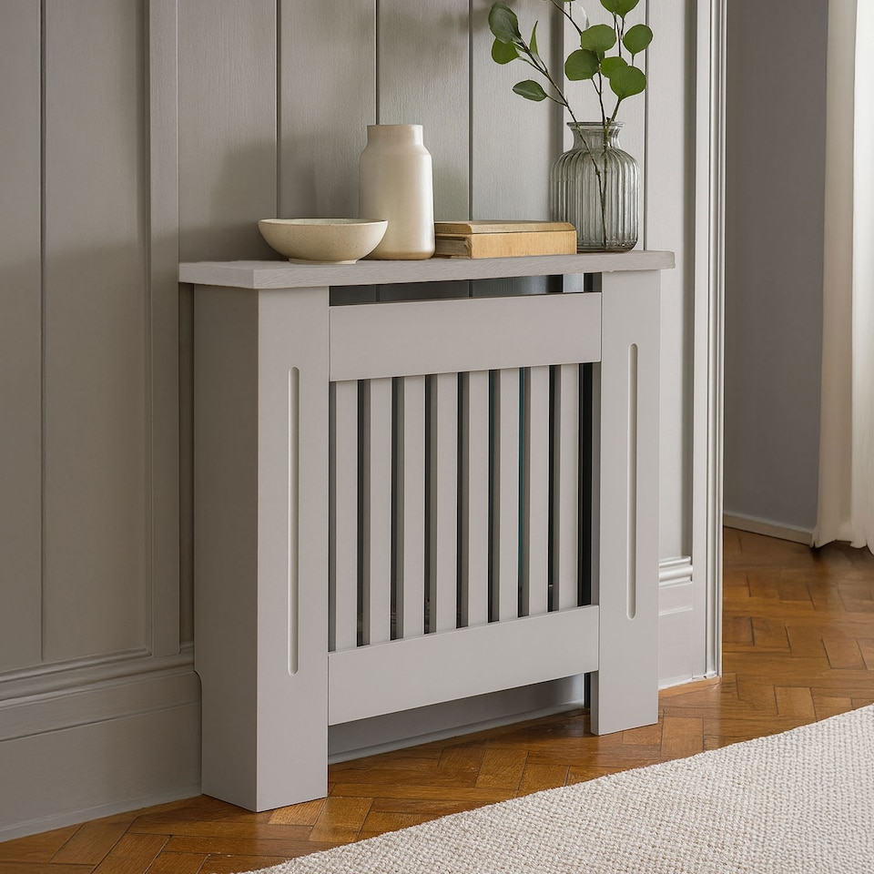 image 1 of Neo Grey Belgravia Decorative Radiator Cover Cabinet | Grey | Grey | L
