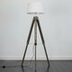 image 1 of ValueLights Clipper Painted Natural Floor Lamp with White Tapered Shade and LED Bulb