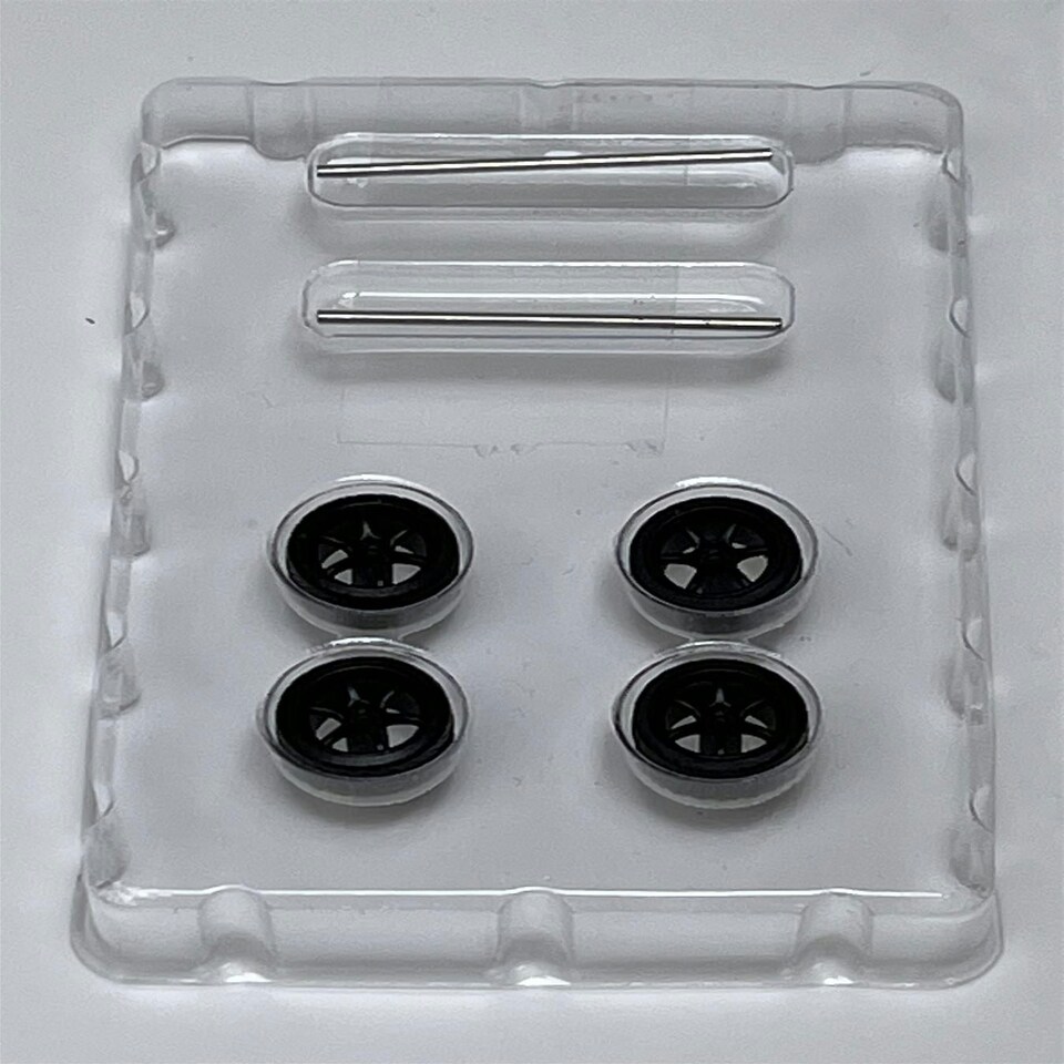 image 1 of BNDS Custom Wheel Parts Wheel and Tyre Set Flat Black 1:64 MOT Hobby BC26404SFB