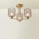 image 3 of ValueLights Amelie 3 Way Ribbed Glass Gold Ceiling Pendant Light with LED Bulbs