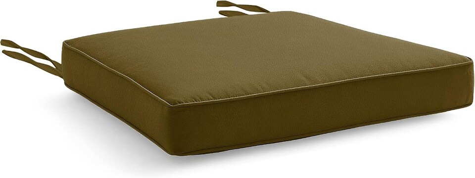 image 1 of Water Resistant Chair Cushions with Ties | Indoor & Outdoor Seat Pads | 44cm x 50cm | Brown | (Pack of 1)