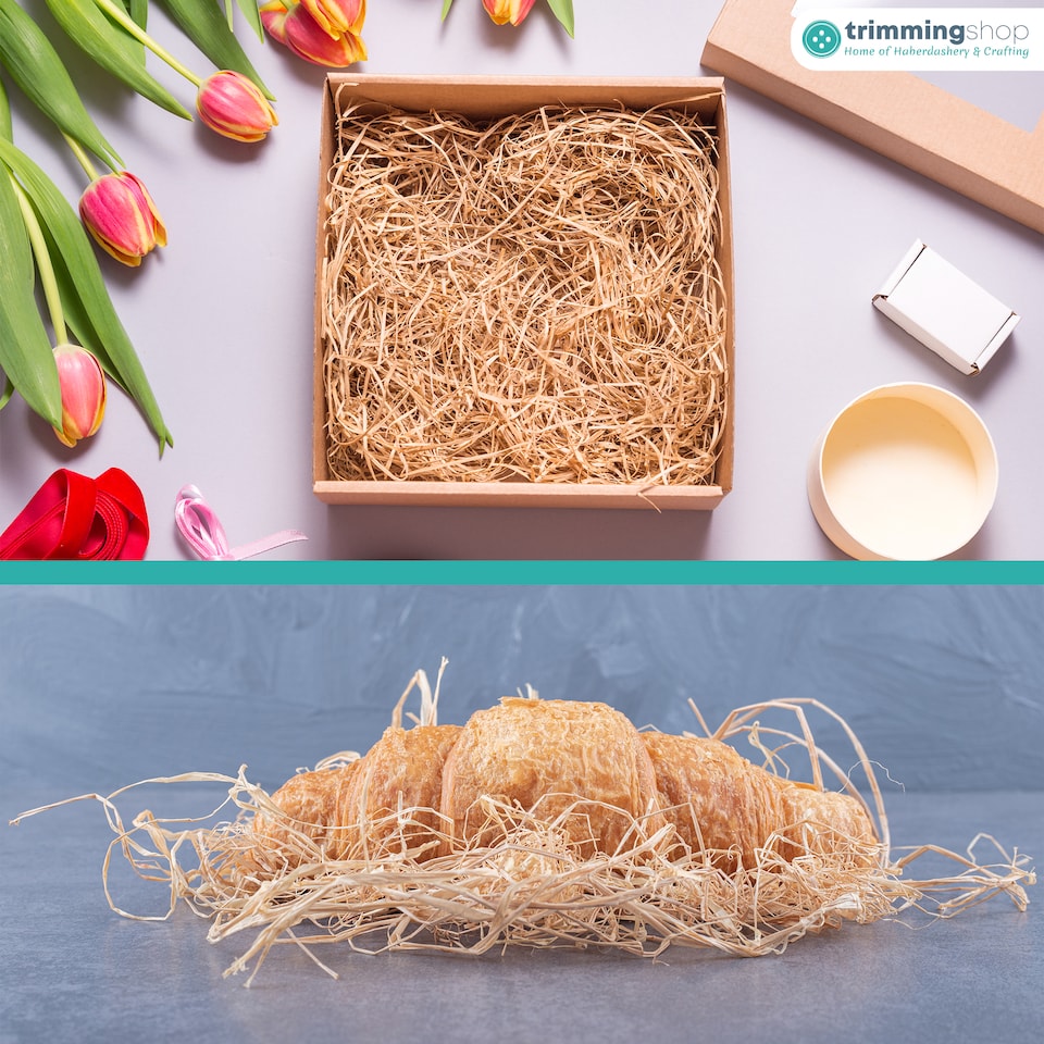 image 1 of 50gms Thin Natural Raffia Ribbon Bundles for Gift Wrapping
