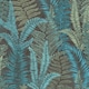 image 1 of Fern Foliage Wallpaper in Teal on Charcoal | Green | Teal on Charcoal