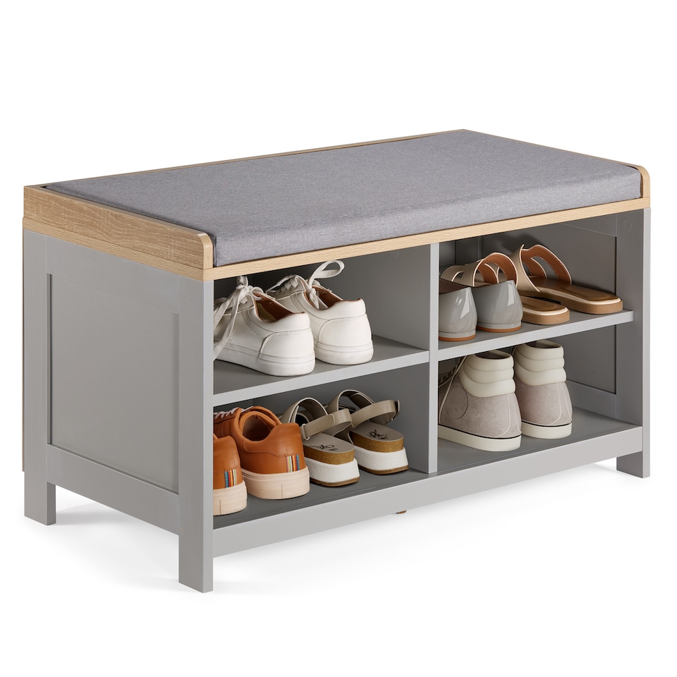 image 1 of VonHaus Grey Hallway Shoe Storage Bench with Seat | Grey | 1