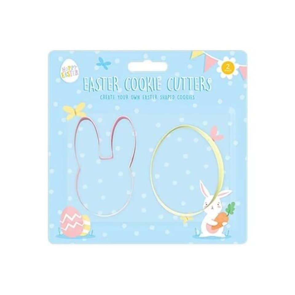 Pastel Pink & Yellow Bunny & Egg Easter Cookie Cutters - Pack of 2
