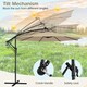 image 7 of COSTWAY 303 cm Patio Parasol Solar LED Cantilever Offset Umbrella Cream