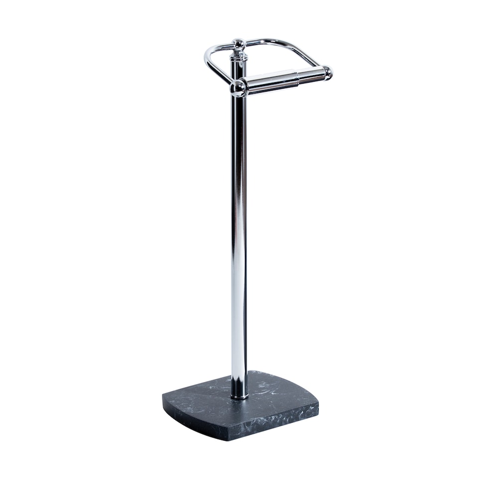 image 1 of Showerdrape Octavia Grey Marble & Chrome Freestanding Toilet Roll Holder | Multi | 1