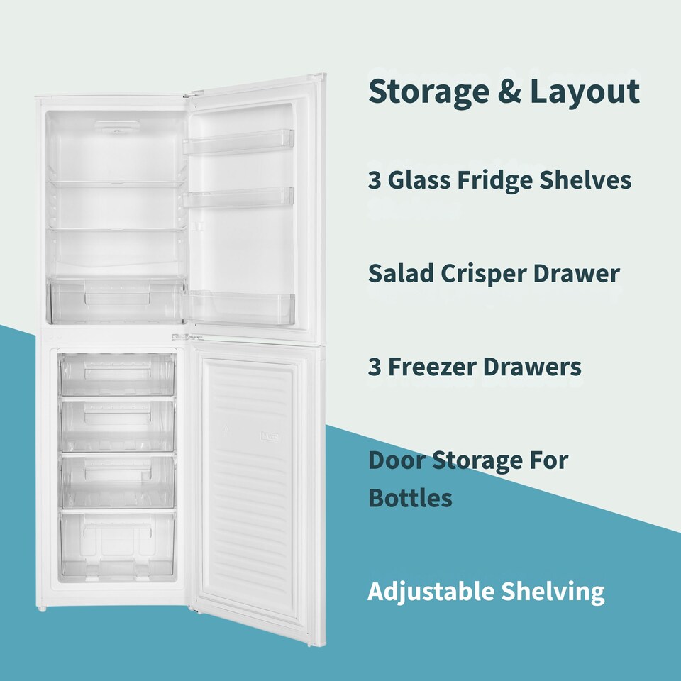 image 1 of HYE 50-50 Freestanding Fridge Freezer, 248 Litre, 55cm, White - RF01FF248W01