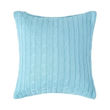 Homescapes Cotton Cable Knit Pastel Blue Cushion Cover - 45 x 45 cm | Blue | Blue | 45 x 45 cm
