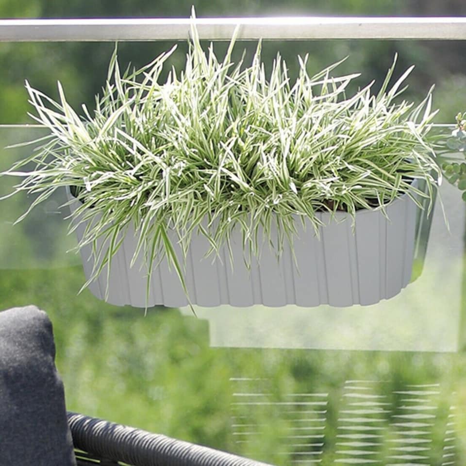 image 1 of Plastic Balcony Wood Flower Plant Garden | Grey | 1