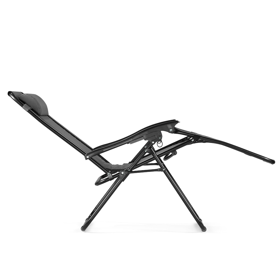 image 1 of VonHaus Set of 2 Padded Folding Zero Gravity Sun Lounger Chairs for Garden Grey