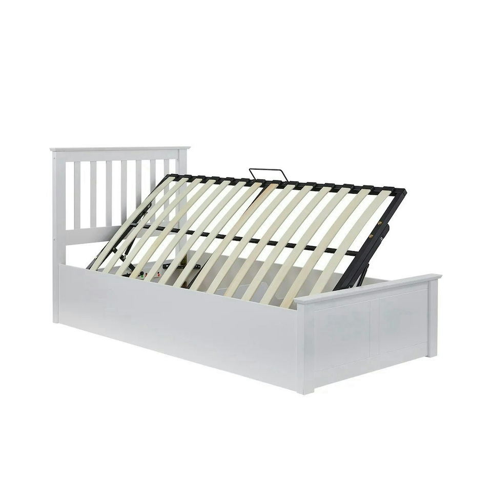 image 1 of Francis White Wooden Ottoman Bed And Majestic 1000 Pocket Sprung Mattress Single N/A