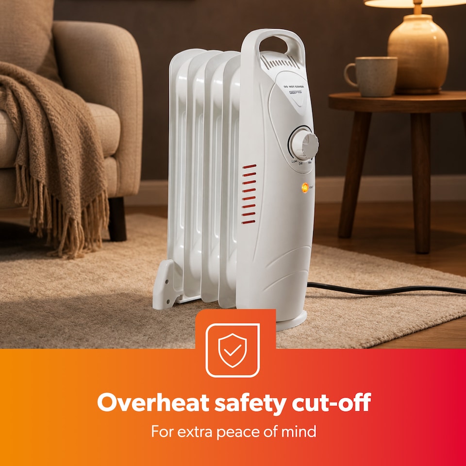 image 1 of GEEPAS 5 Fin Oil Filled Radiator Heater 450W White
