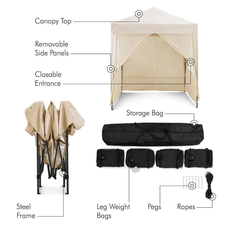 image 1 of VonHaus Pop Up Gazebo 2 x 2m w/ Removable Sides Ivory