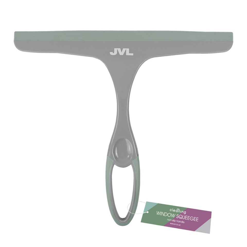 image 1 of JVL Hand Held Window Squeegee Set of 3, Streak-Free Glass Cleaner for Windows, Mirrors & Shower Screens – Grey