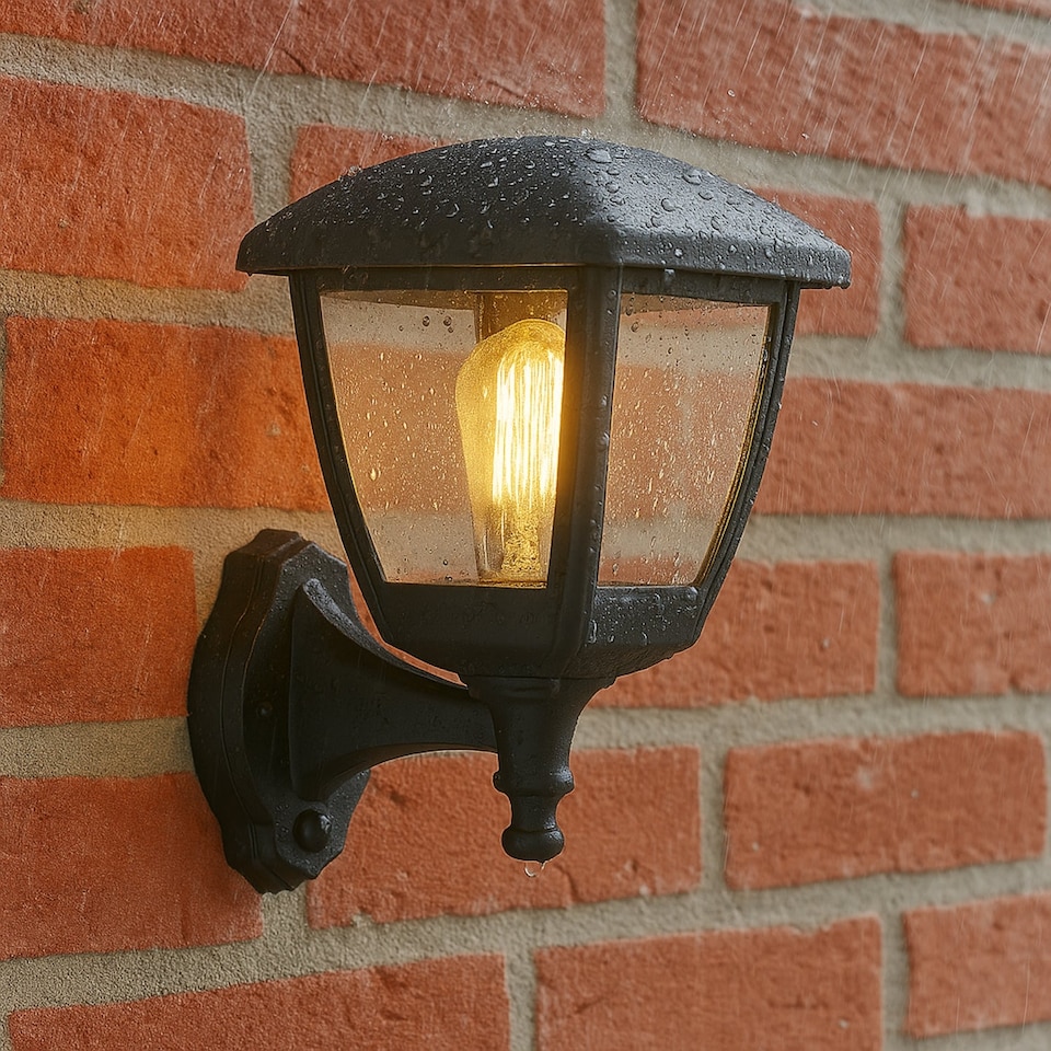 image 1 of CGC NOVA Large Black Outdoor Wall Lantern Light - PIR Motion Sensor, Clear Diffuser, IP44, Polycarbonate.