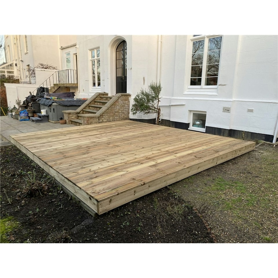 image 1 of INSTALL INCLUDED 1.8m x 3.0m (6ft x 10ft) Deluxe Wooden Decking Timber Kit - 6x2 Joists - 32mm Thick Strong Timber Decking Board