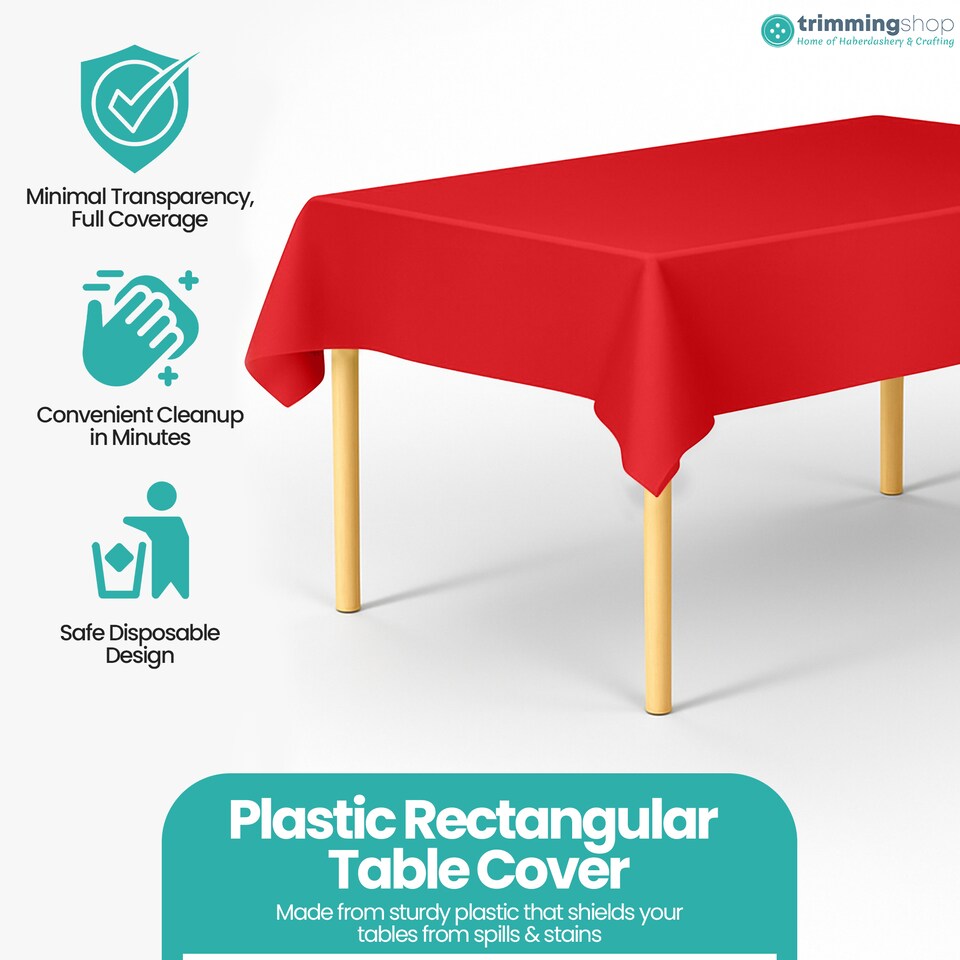 image 1 of Disposable Plastic Table Cover, Table Liner - 54" x 108"