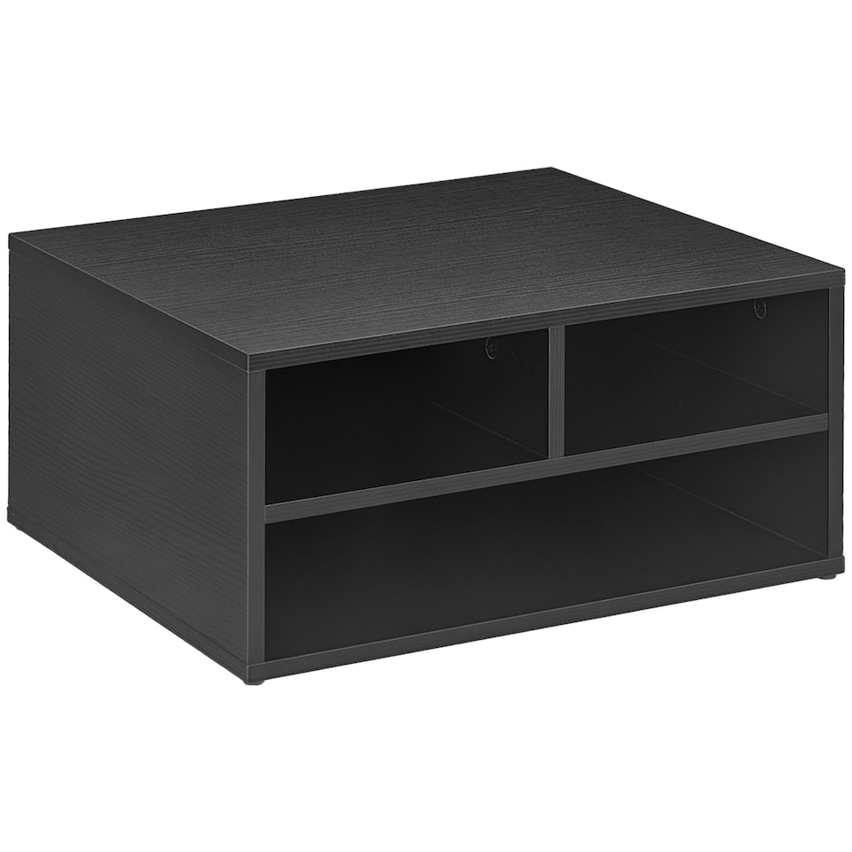 image 1 of HOMCOM Desktop Printer Stand with 3 Open Compartments, Desk Organiser, Black