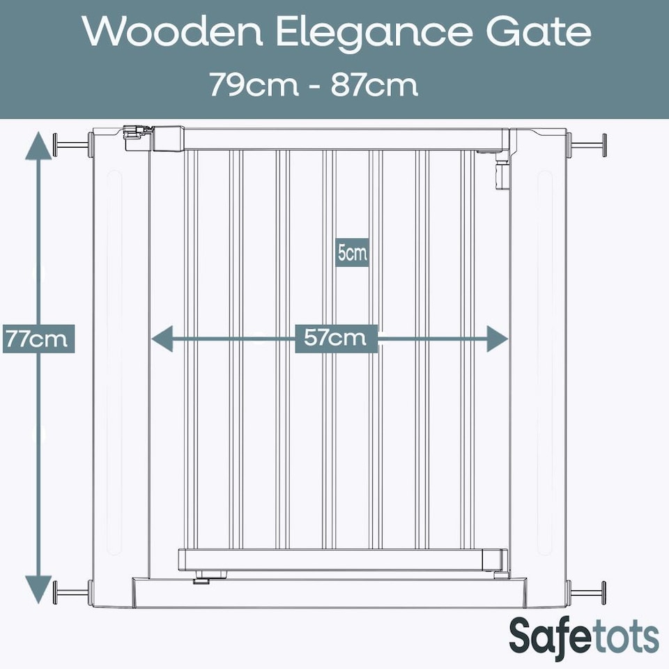 image 1 of Safetots Wooden Elegance Gate, Natural, 79cm - 87cm, Pressure Fit Safety Gate, 57cm Extra Wide Doorway, Easy Installation
