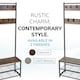 image 6 of House of Home Coat Rack Stand with Shoe Storage Bench 9 Hooks Rustic Brown Entrance Hall | Brown | Rustic Brown