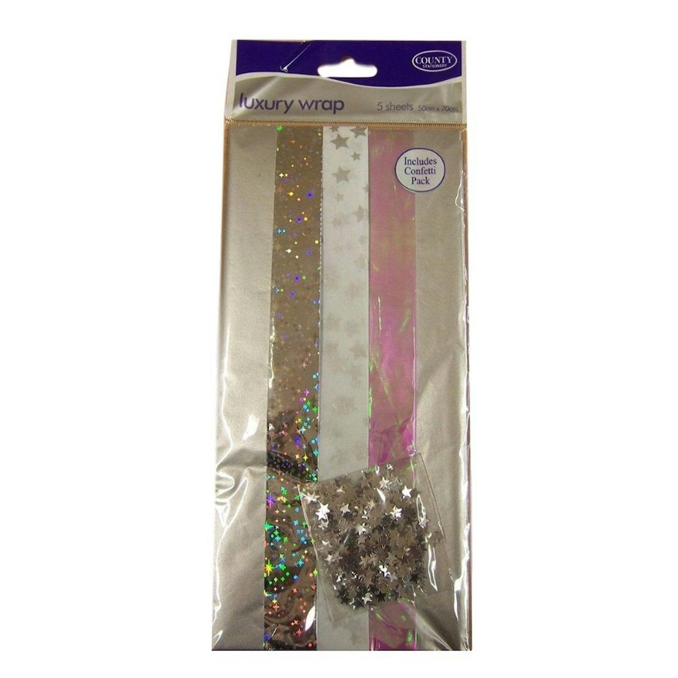 image 1 of Pack of 5 Silver Coloured Luxury Gift Wraps 50 x 70cm