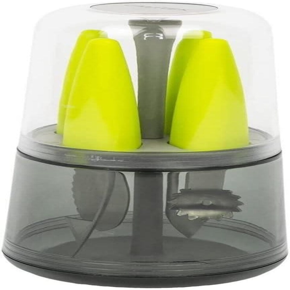 image 1 of CALITEK 4 Piece Fruit Tool Set Stainless Steel Blades Dishwasher Safe Yellow