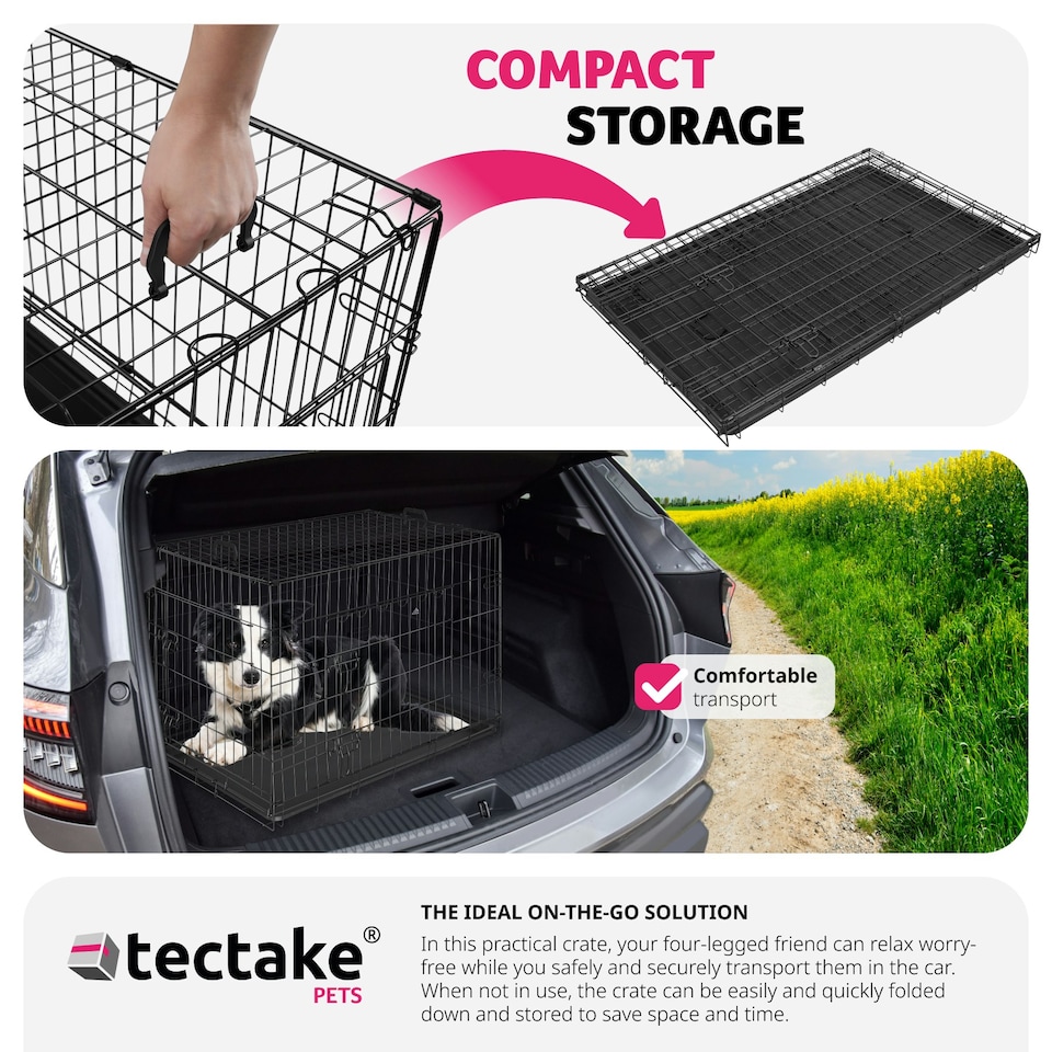 image 1 of Dog Crate Luna - foldable, robust steel mesh, double locked doors - 71x108x76cm