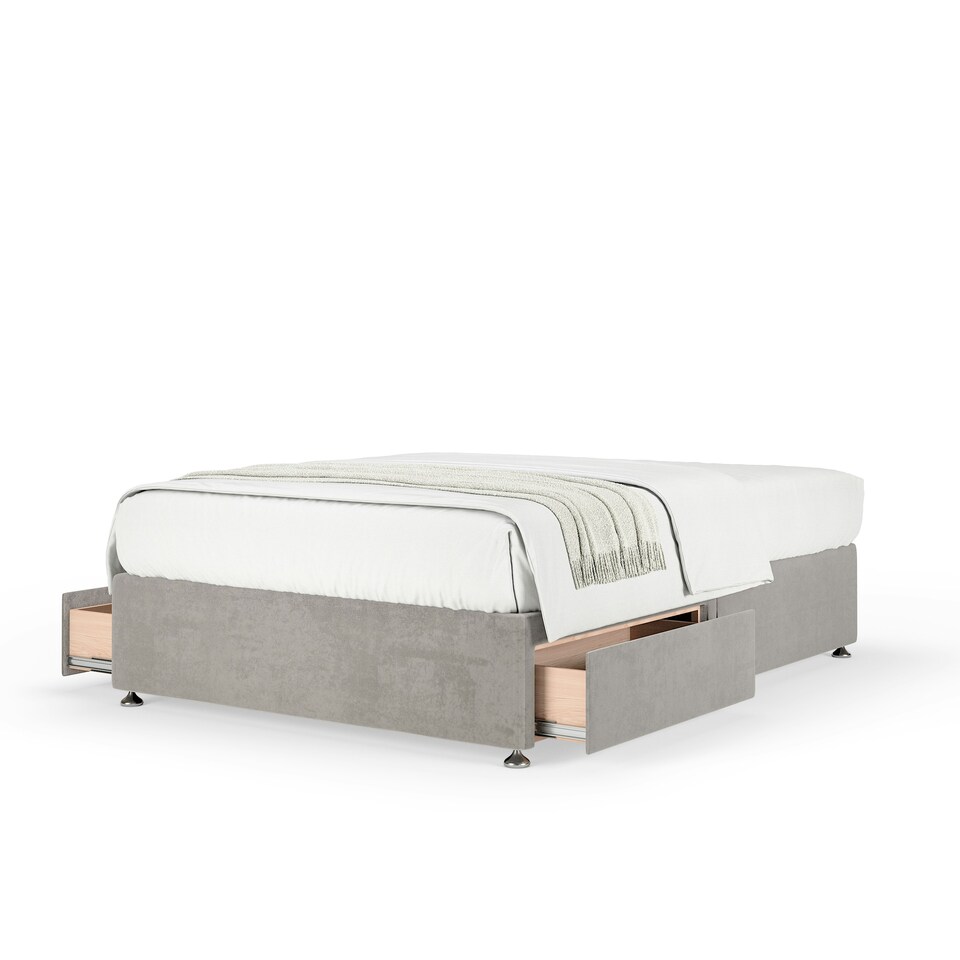 image 1 of Super Ortho Orthopaedic Seal Grey Naples Velvet 2 Drawer Divan Set Small Single