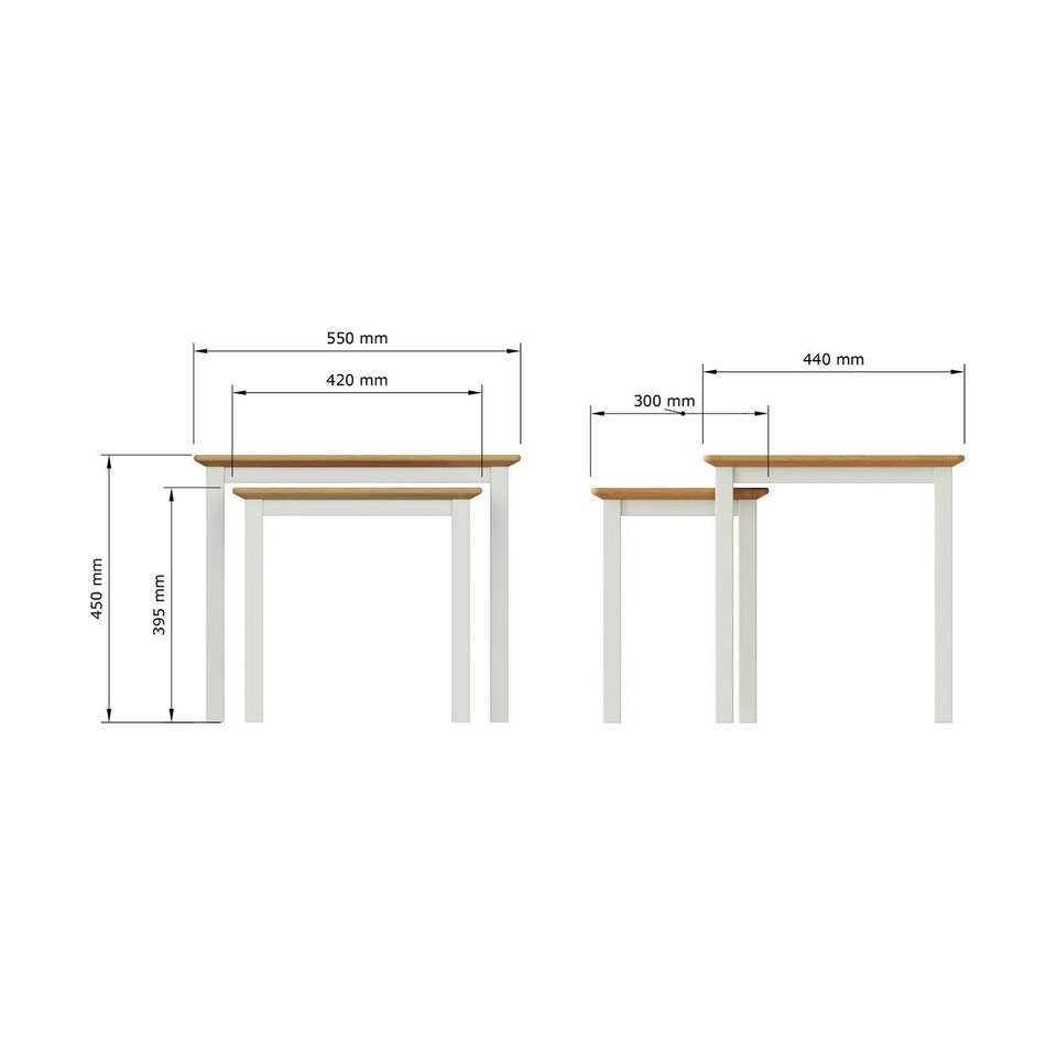 image 1 of Taberno Oak Nest Of 2 Tables Linen White White
