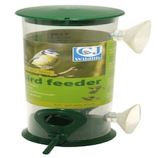 C J Wildlife Discovery Plastic Window Seed Feeder Green 2 Port 21cm