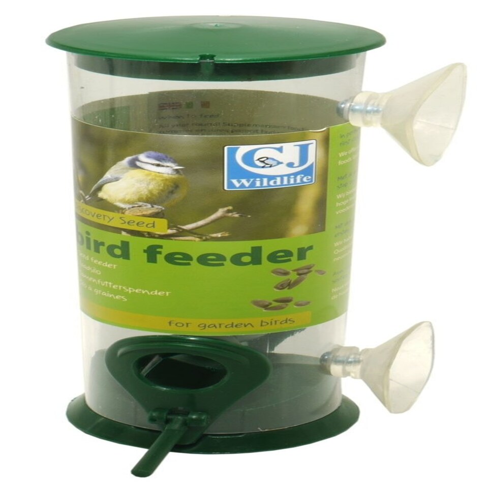 C J Wildlife Discovery Plastic Window Seed Feeder Green 2 Port 21cm