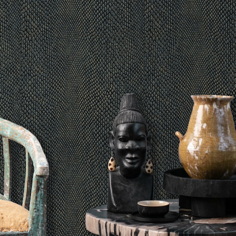 image 1 of Galerie Enchanted Naja Blue Wallpaper