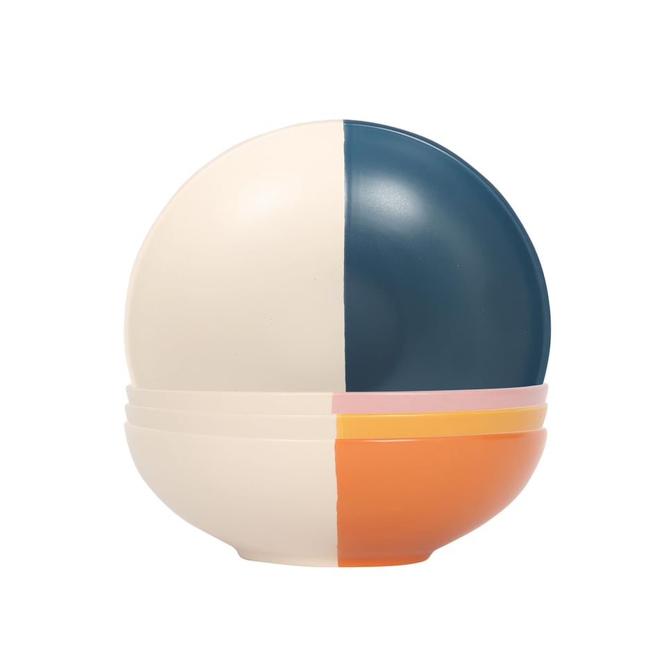 image 1 of Nicola Spring Dipped Stoneware Pasta Bowls Set - 20.5cm - Multicolour - Pack of 4 | Multi | Multicolour