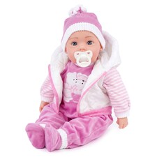 BiBi Doll 20" Pinky Baby Doll Girl with White Coat Outfit, Sounds & Dummy Toy