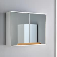 Bathroom Cabinet Wall Mounted Mirrored Vanity Storage Organiser | White