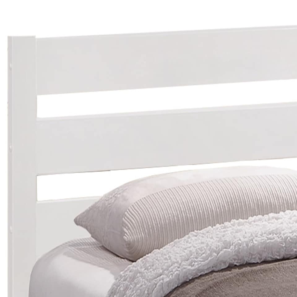 image 1 of 4ft6 Double White wood wooden bed frame.Low foot end, bedstead. Shaker style, horizontal top rail.