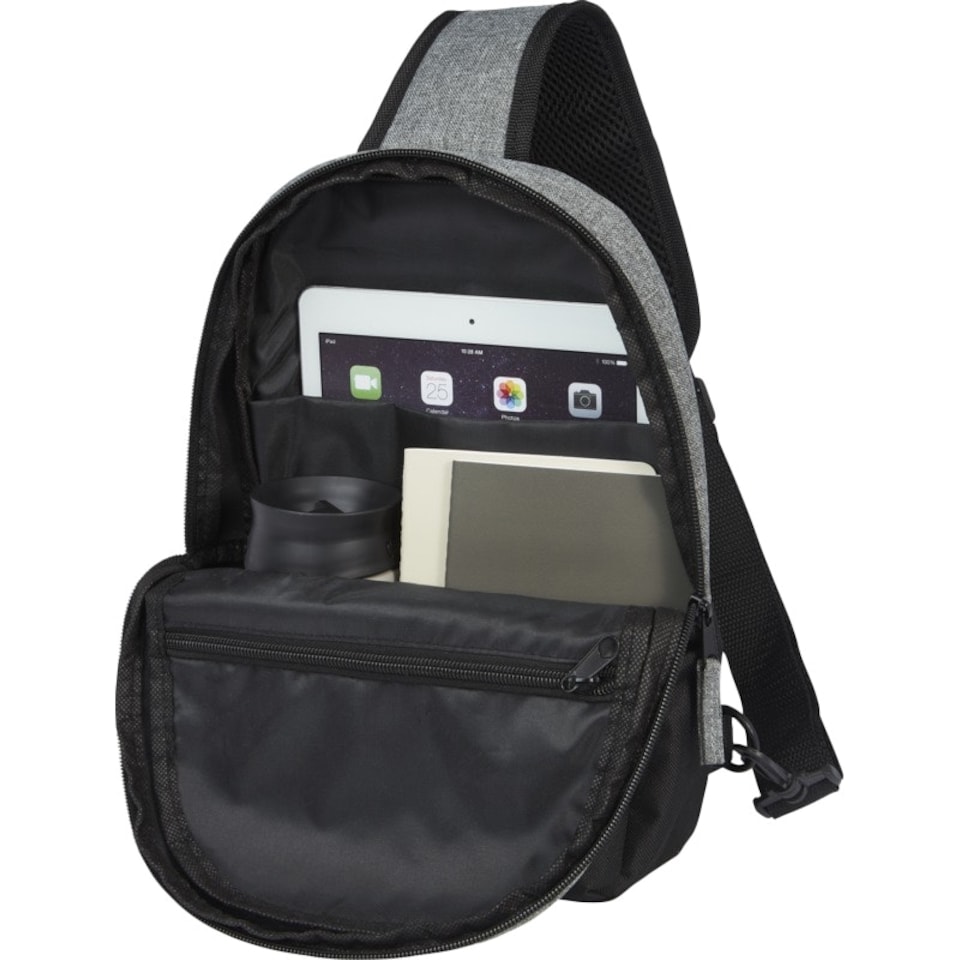 image 1 of Unbranded Reclaim Two Tone Recycled 3.5L Sling Backpack - Solid Black/Heather Grey - One Size | Black