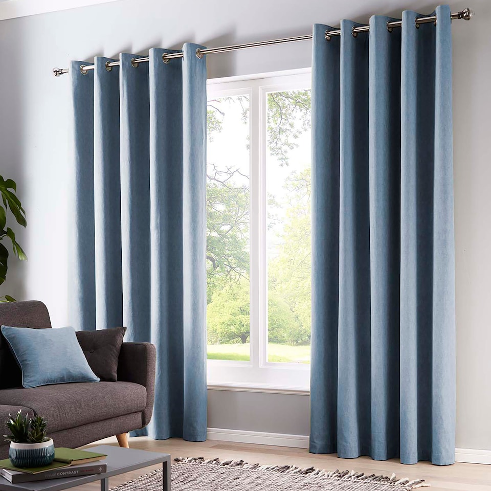 image 1 of Fusion Sorbonne Eyelet Curtains Blue