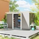 image 2 of Outsunny 9ft x 4ft Metal Garden Shed, Outdoor Tool House with Foundation Kit, Ventilations and Double Doors, Light Grey