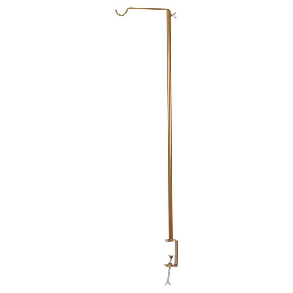 image 1 of Gold Metal Table Clamp Pole Hook Rail Stand Garden Lantern Hanger Party Rod | Gold | Set of 2