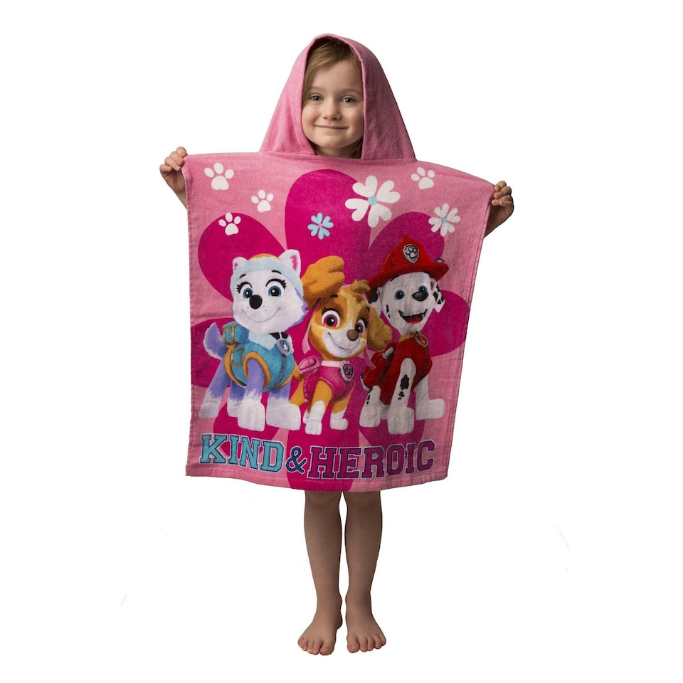 image 1 of Paw Patrol Childrens/Kids Kind And Heroic Hooded Towel - Pink - One Size | Pink | One size