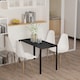 image 9 of HOMCOM 120cm Dining Table, Rectangle 4 Seater Kitchen Table with Tempered Glass Top and Metal Legs for Dining Room, Living Room (Chairs Not Included), Black