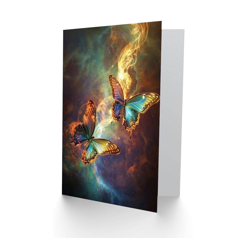 image 1 of Universe String Theory Cosmic Butterflies Dance Birthday Greeting Card