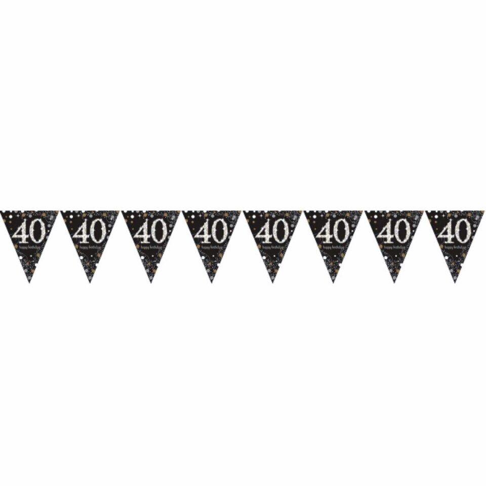 Amscan Sparkling Gold Celebration 40th Birthday Decorative Bunting - Black/Gold - One Size