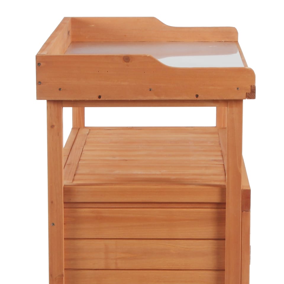 image 1 of Outsunny 2 In 1 Potting Bench Table w/ Storage Cabinet and Galvanized Table Top