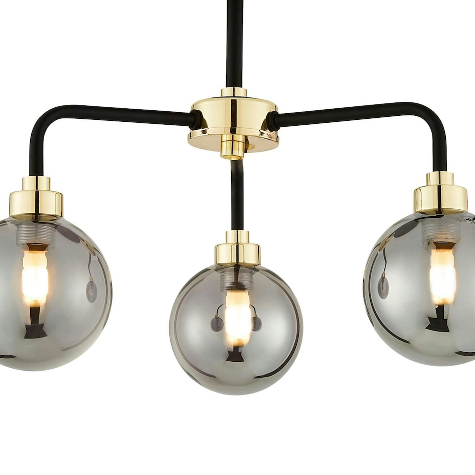 image 1 of First Choice Lighting Black Paint and Smoked Glass 3 Light Black | Grey