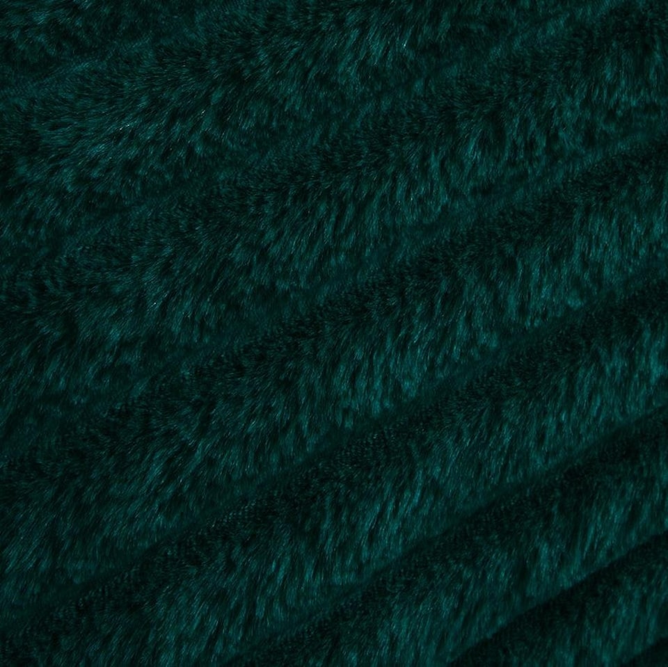 image 1 of OHS Faux Fur Ribbed Fleece Duvet Cover and Pillowcase Bedding Set, King - Forest Green